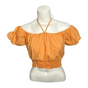 ASTR the Label Orange Melon‎ Off-Shoulder Crop Top sz Small